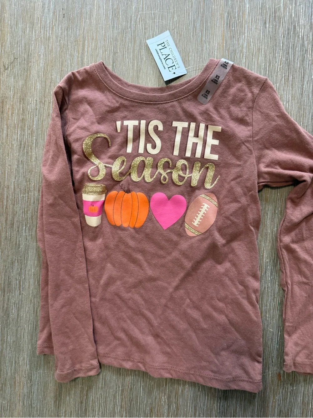 The Children's Place Mauve Long Sleeve 'Tis The Season Graphic Tee